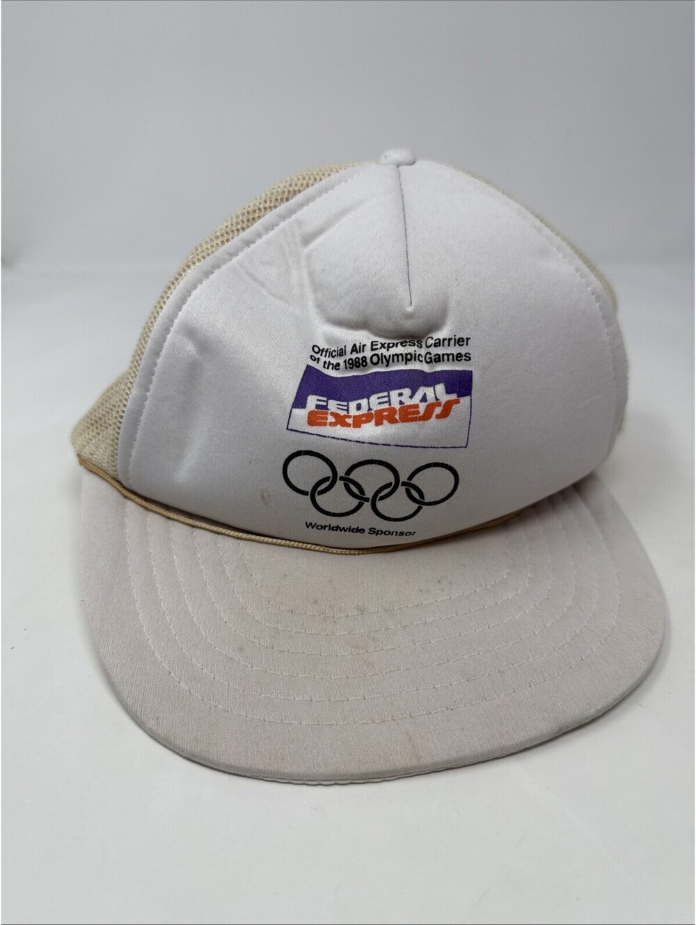 Vtg Seoul Korea 1988 Olympics Trucker Hat Mesh Snapback Federal Express Sponsors